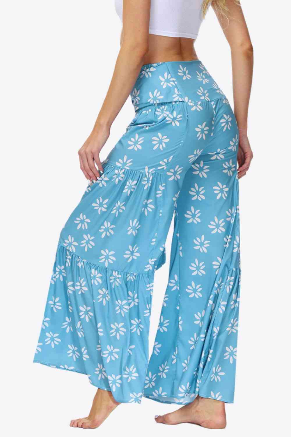 Floral Tie-Waist Tiered Culottes Bazaarbey