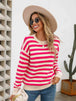 Striped Drop Shoulder Knit Top Trendsi