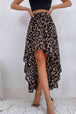 Leopard Ruffle Hem High-Low Skirt Trendsi