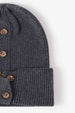 Button Detail Rib-Knit Cuff Beanie Trendsi