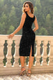 Sequin Sleeveless Slit Dress Bazaarbey