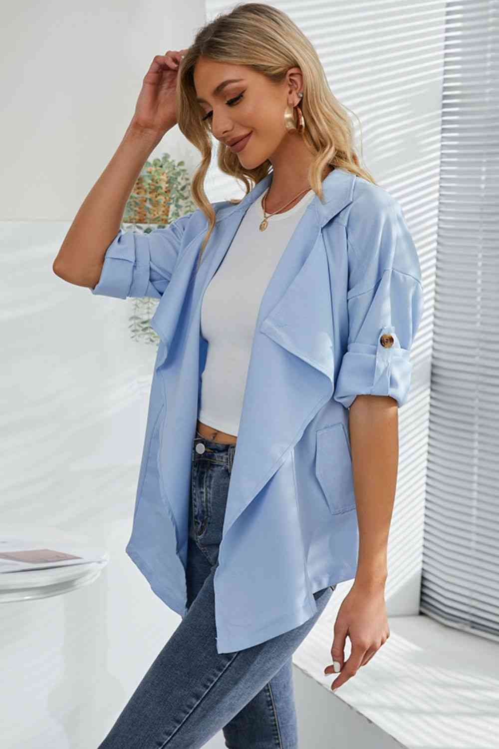  Drop Shoulder Trench Coat Trendsi