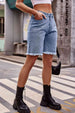 Raw Hem Denim Shorts with Pockets Bazaarbey