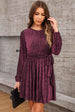 Round Neck Tie Front Long Sleeve Dress -BazaarBey - www.shopbazaarbey.com