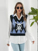 Skull  V-Neck Sweater Vest Trendsi