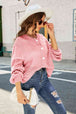 Woven Right Openwork Pompom Puff Sleeve Cardigan Trendsi