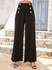 Buttoned High Waist Relax Fit Long Pants Bazaarbey