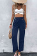 High-Rise Pleated Waist Wide Leg Pants Bazaarbey