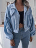 Lantern Sleeve Cropped Corduroy Jacket Trendsi