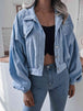 Lantern Sleeve Cropped Corduroy Jacket Trendsi