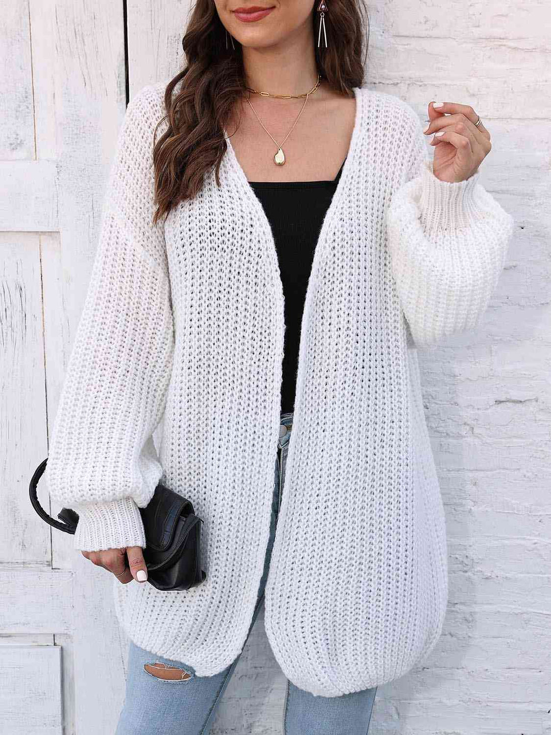  Dropped Shoulder  Cardigan Trendsi