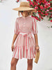 Striped Half Sleeve Tie Waist Mini Dress -BazaarBey - www.shopbazaarbey.com