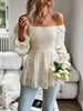 Smocked Flounce Sleeve Peplum Blouse Bazaarbey