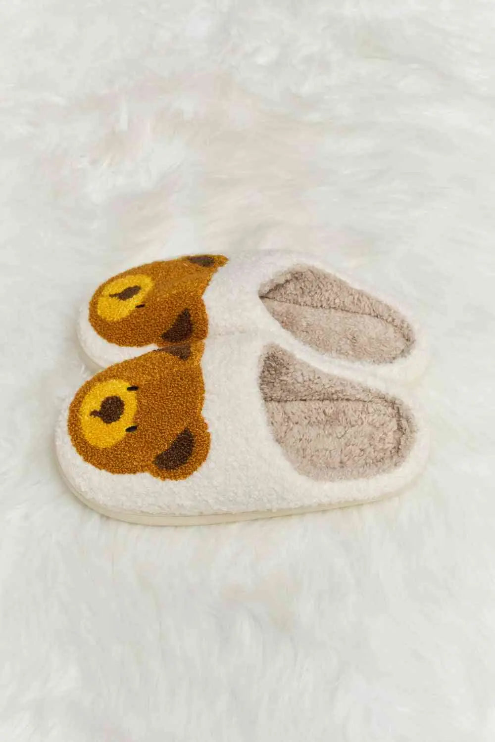 dy Teddy Bear Print Plush Slide Slippers Trendsi