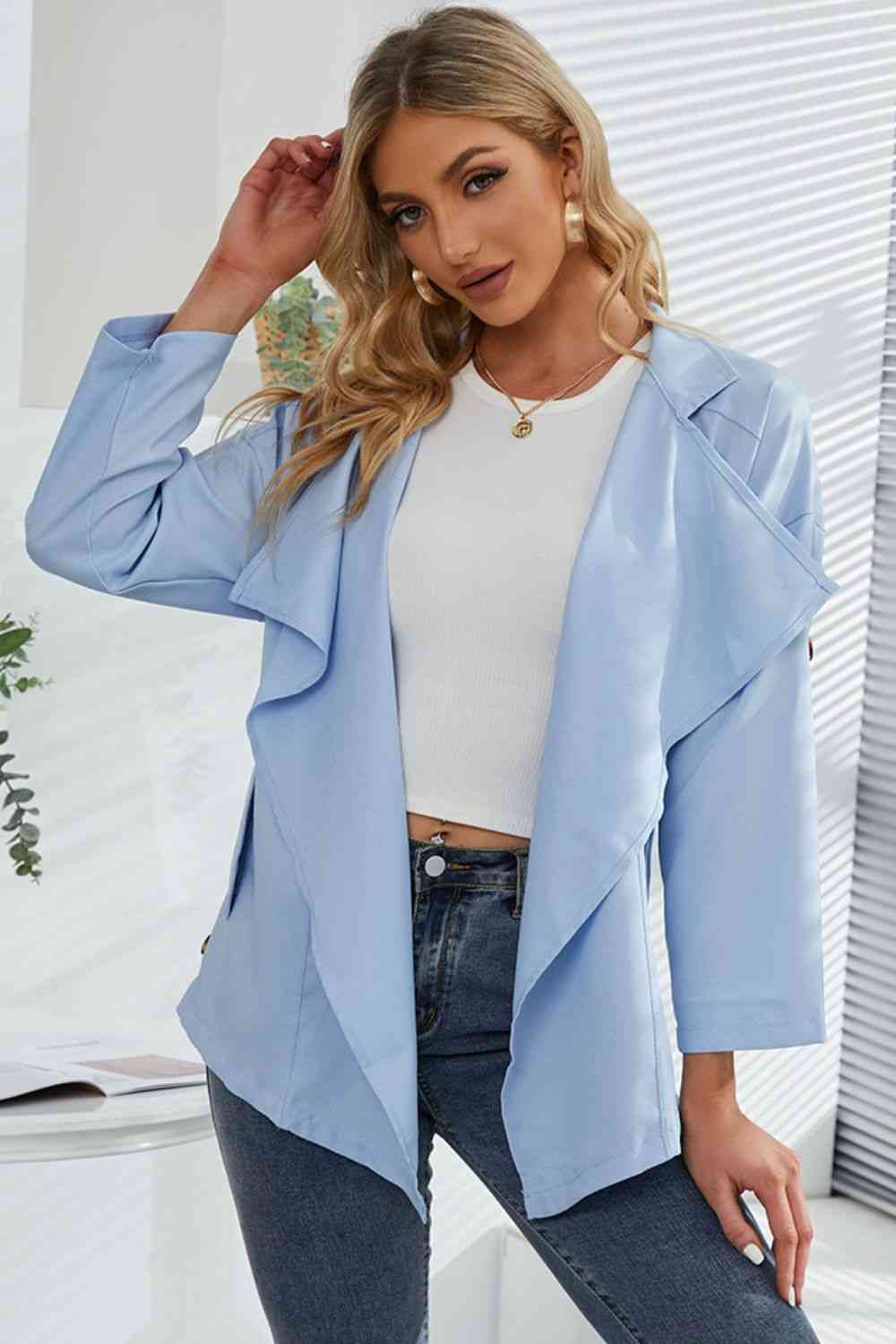  Drop Shoulder Trench Coat Trendsi