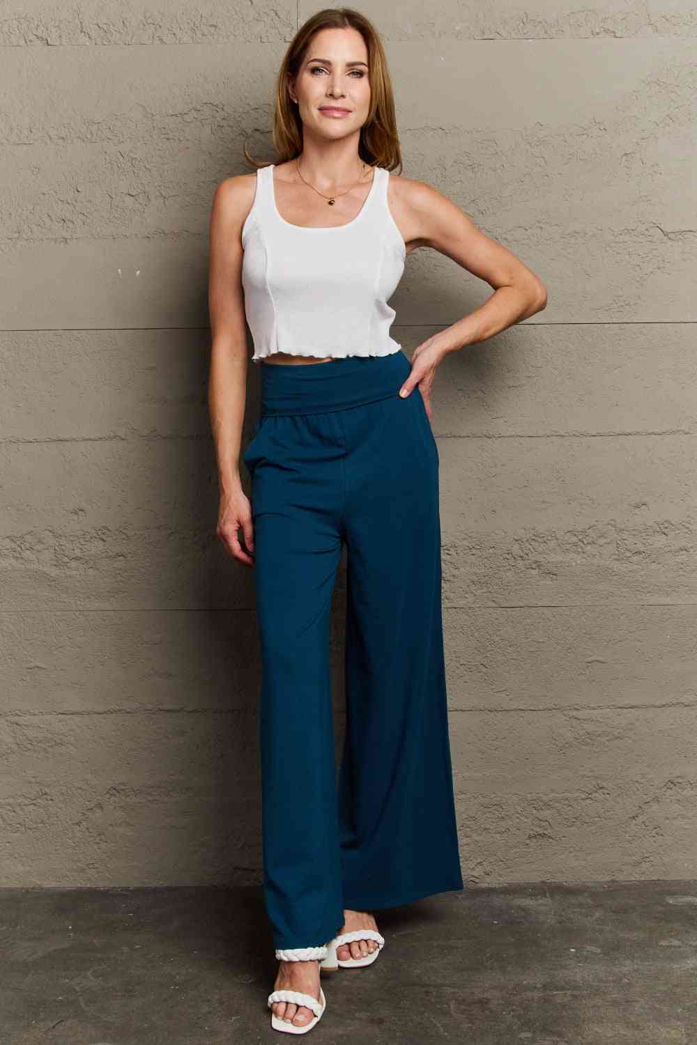 Culture Code My Best Wish Full Size High Waisted Palazzo Pants Bazaarbey