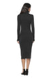 Ribbed Turtleneck Long Sleeve Dress -BazaarBey - www.shopbazaarbey.com