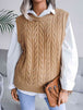 Round Neck  Capped Sleeve Sweater Vest Trendsi