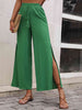 High Waist Slit Wide Leg Pants Bazaarbey