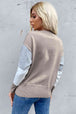  Ribbed Trim Round Neck Knit Pullover Trendsi