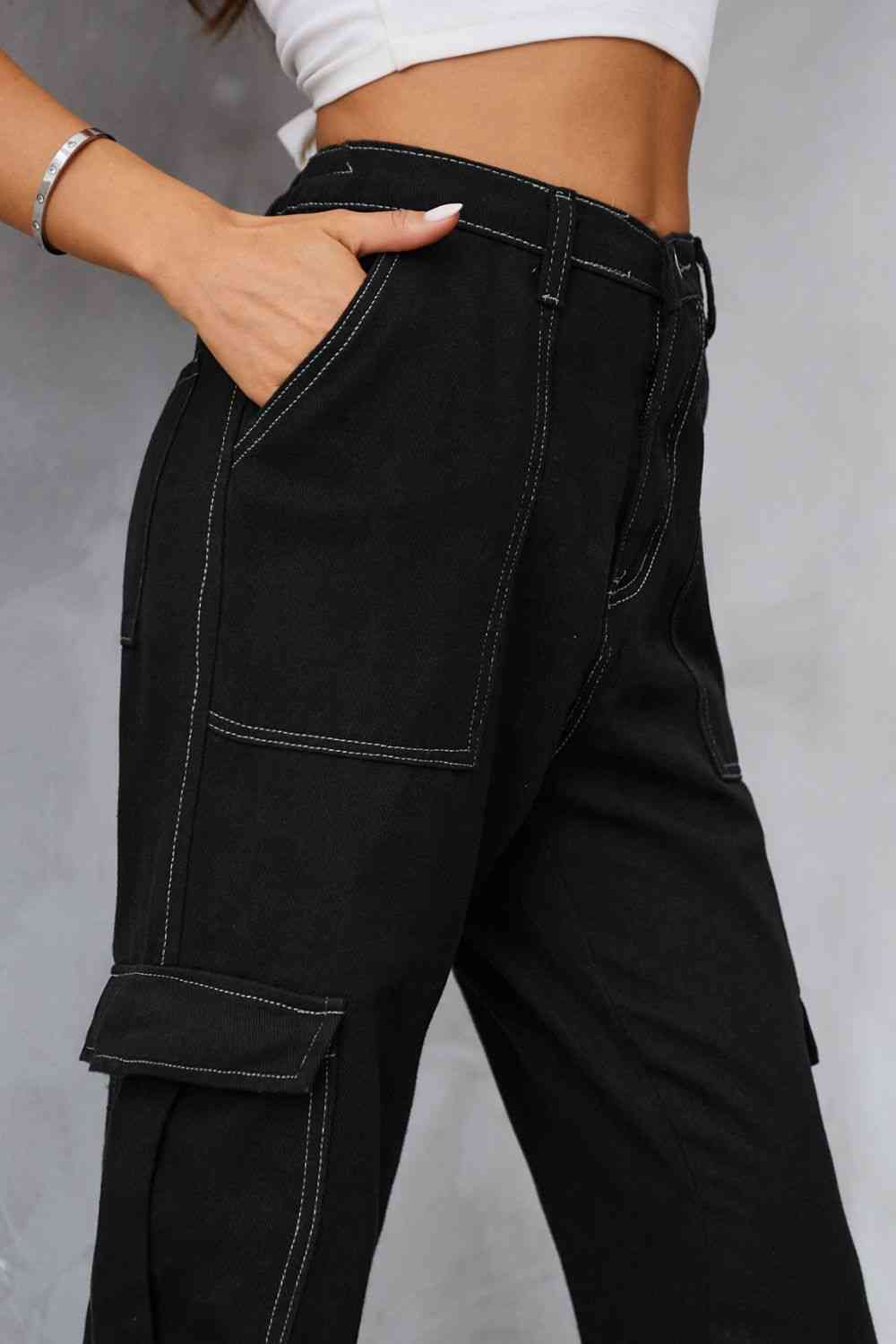  Long Straight Leg Jeans with Pockets Trendsi