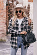 Plaid Dropped Shoulder Hooded Longline Jacket Trendsi