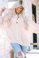 Collared Neck Half Button Long Sleeve Blouse Trendsi