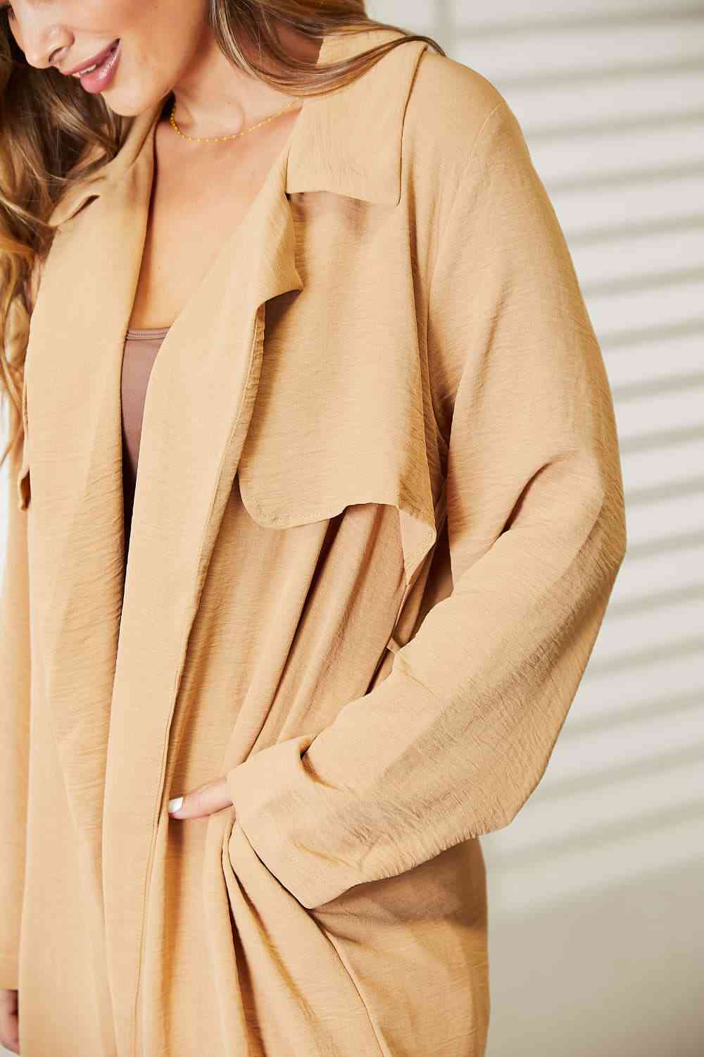   Tied Trench Coat with Pockets Trendsi