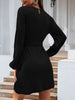 Round Neck Tie Front Long Sleeve Dress Bazaarbey