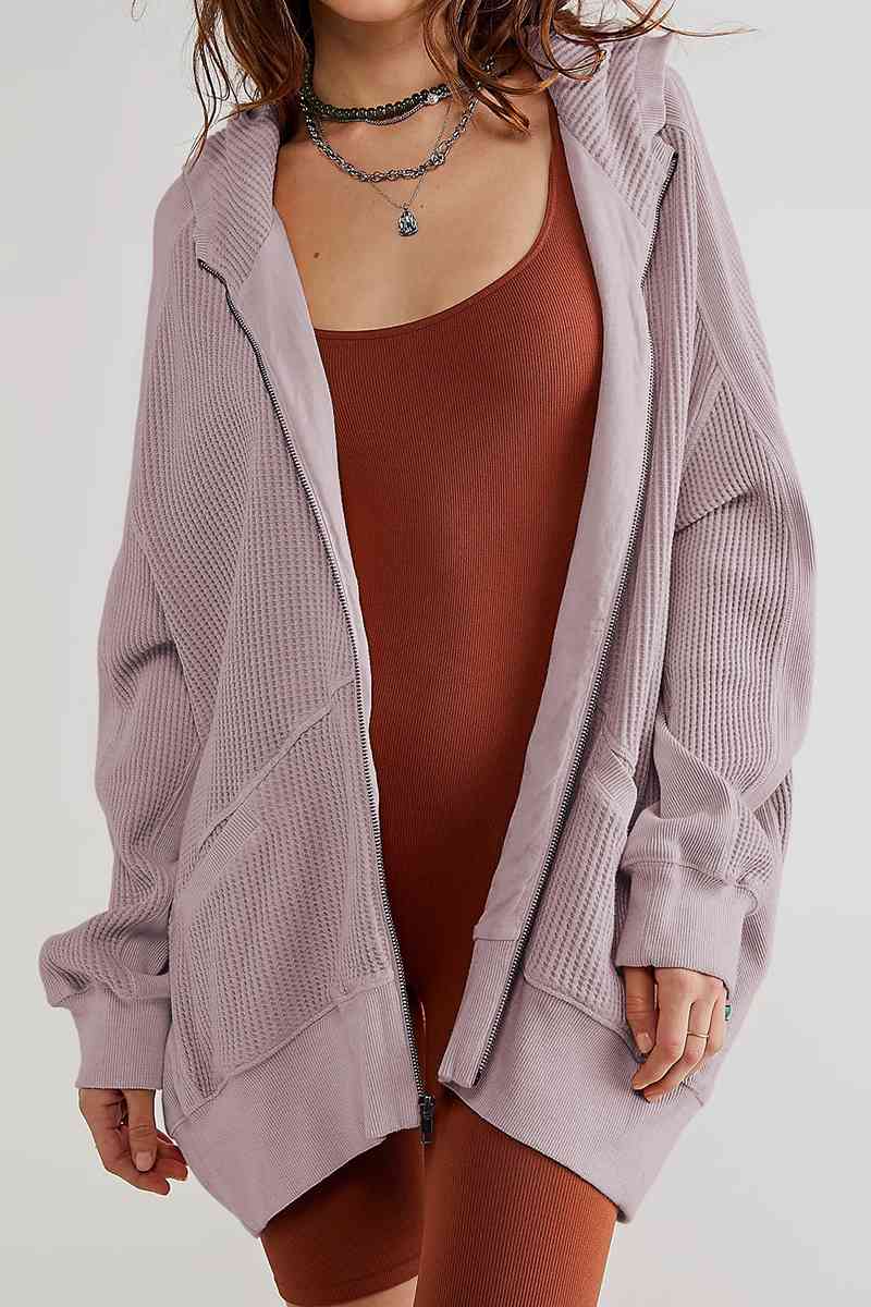 Zip-Up Long Sleeve Jacket Trendsi