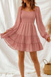 Smocked Long Flounce Sleeve Tiered Dress -BazaarBey - www.shopbazaarbey.com