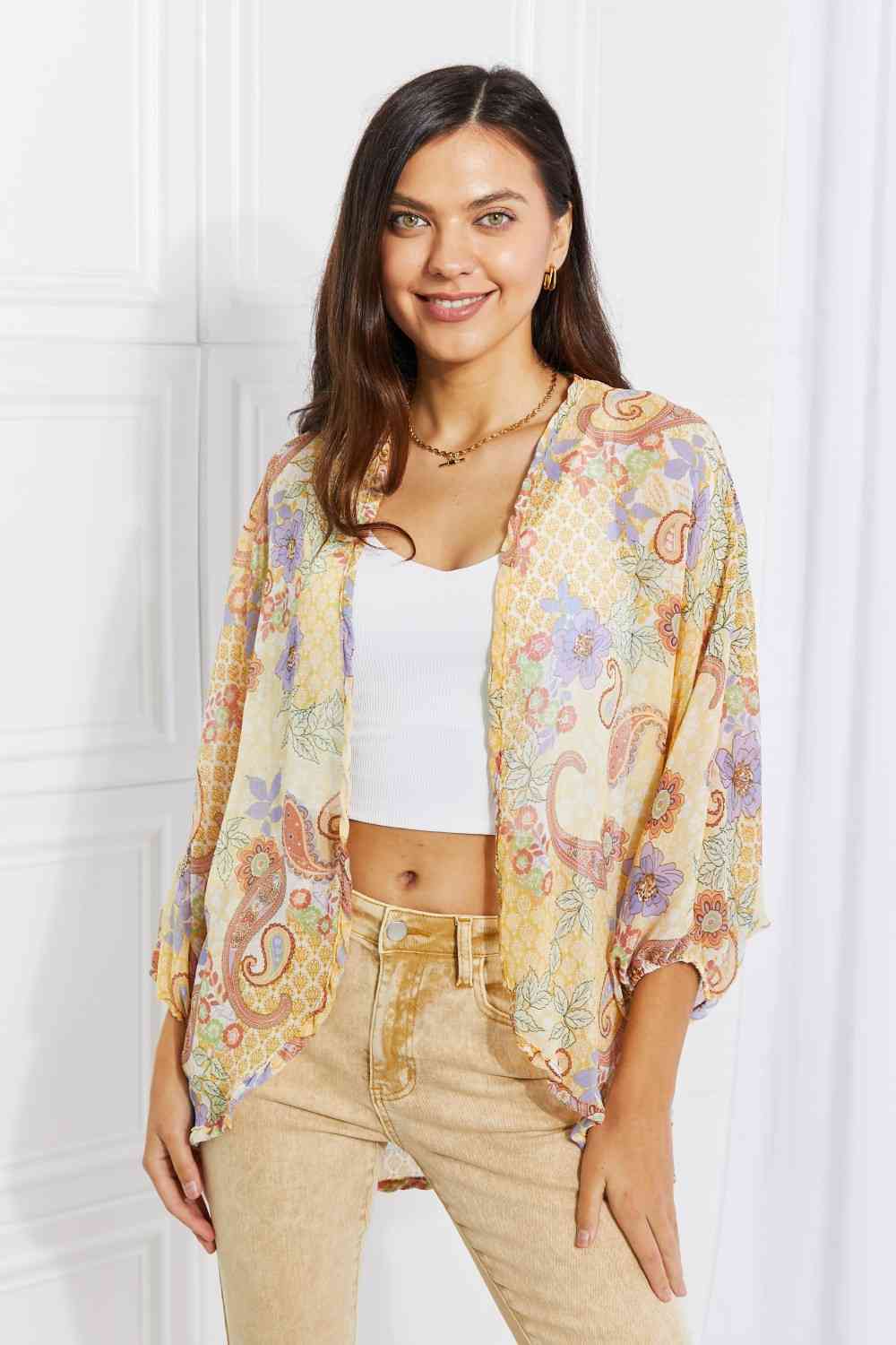 Culture Code Full Size Lasting Love Paisley Kimono Trendsi