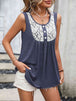 Lace Contrast Scoop Neck Tank Bazaarbey