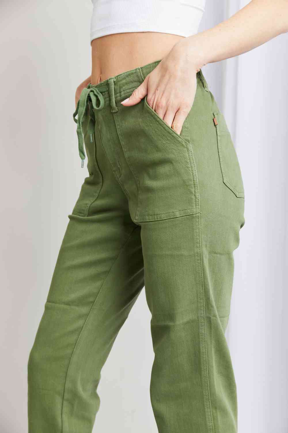   Drawstring Waist Pocket Jeans Trendsi