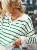 Striped Collared Neck Knit Top Bazaarbey