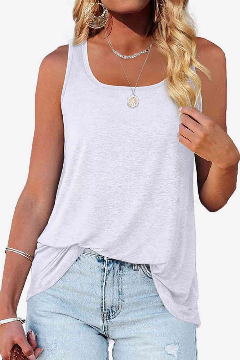 Curved Hem Square Neck Tank Bazaarbey