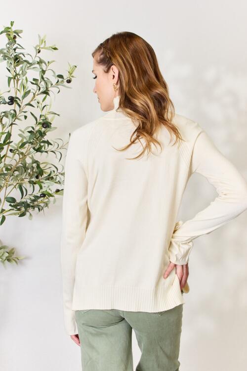 Heimish Full Size Ribbed Bow Detail Long Sleeve Turtleneck Knit Top Bazaarbey