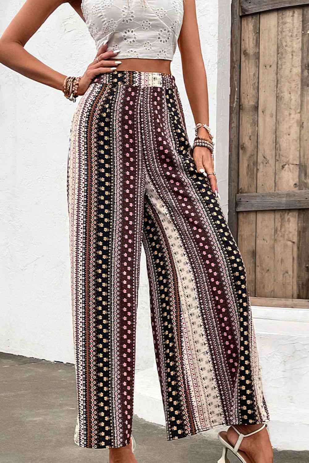 Floral High Waist Wide Leg Pants Bazaarbey