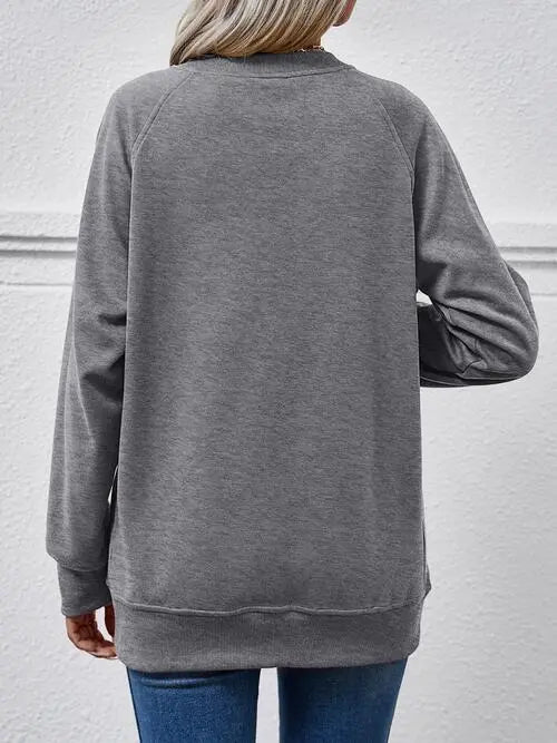 Round Neck Long Sleeve Sweatshirt Trendsi