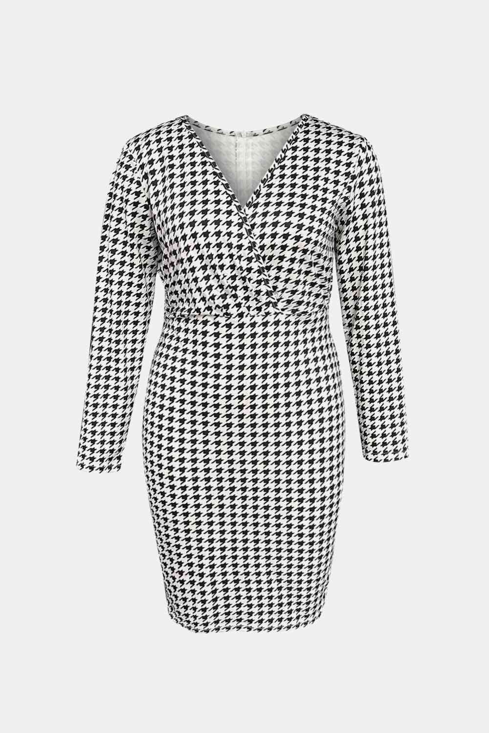 Plus Size   Neck Long Sleeve Pencil Dress -BazaarBey - www.shopbazaarbey.com