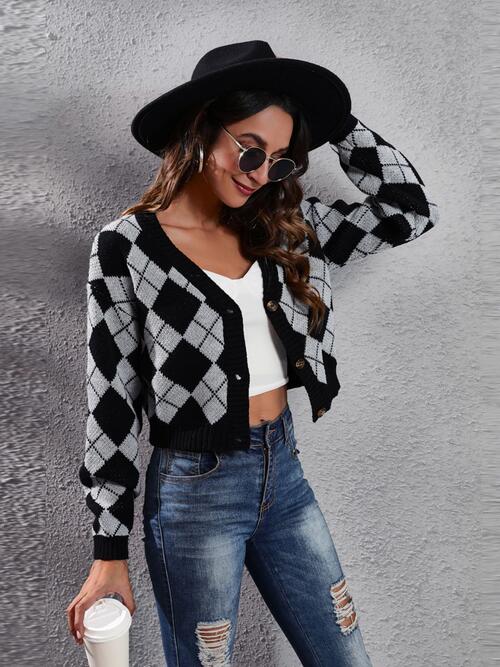  Button Up Long Sleeve Cardigan Trendsi