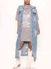 Long Sleeveless Denim Jacket Trendsi