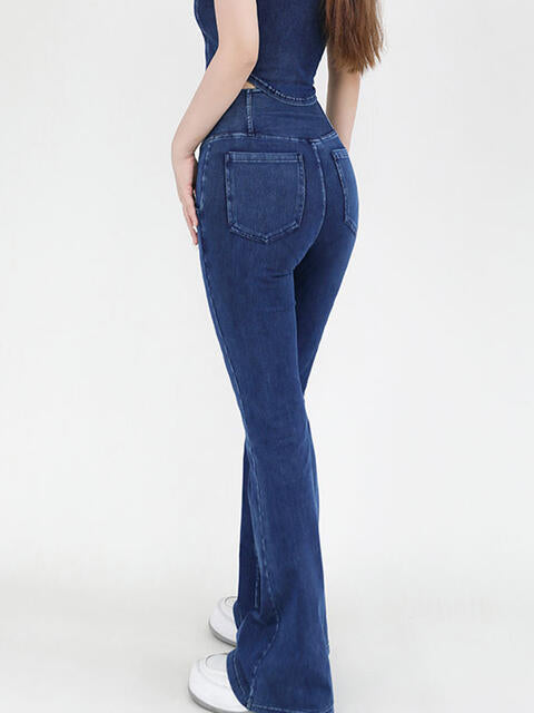 Wide Waistband Bootcut Jeans with Pockets Trendsi