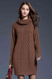 Woven Right Full Size Mixed Knit Cowl Neck Dropped Shoulder Sweater Dress Bazaarbey