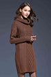 Woven Right Full Size Mixed Knit Cowl Neck Dropped Shoulder Sweater Dress Bazaarbey