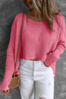 Round Neck High-Low Sweater Trendsi