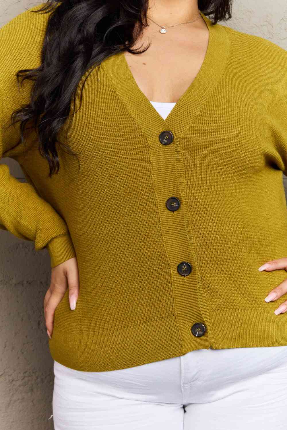    Button Down Cardigan in Chartreuse Trendsi