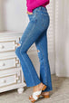   Distressed Raw Hem Bootcut Jeans Trendsi