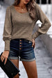 Scoop Neck Long Sleeve Blouse Trendsi