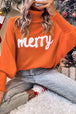 Merry Letter Embroidered High Neck Sweater Bazaarbey